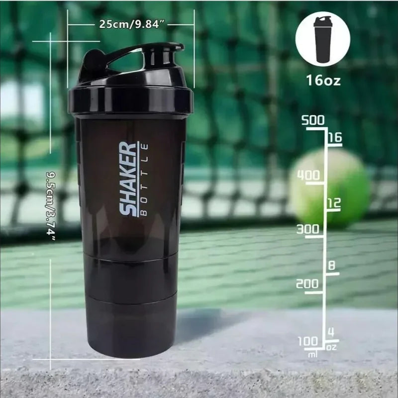 Protein Shaker 600ml met 3 Opbergvakken – Lekvrije Eiwitshaker Beker voor Fitness & Sport-4