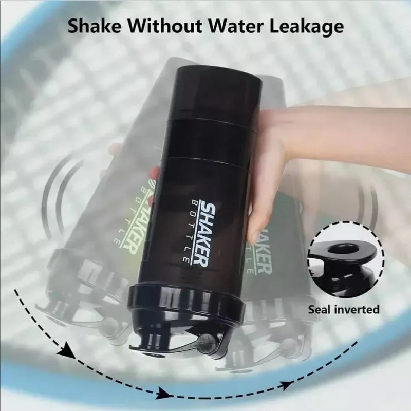 Protein Shaker 600ml met 3 Opbergvakken – Lekvrije Eiwitshaker Beker voor Fitness & Sport-3