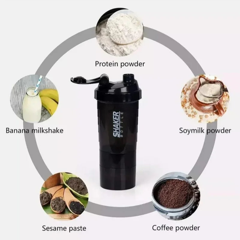 Protein Shaker 600ml met 3 Opbergvakken – Lekvrije Eiwitshaker Beker voor Fitness & Sport-2