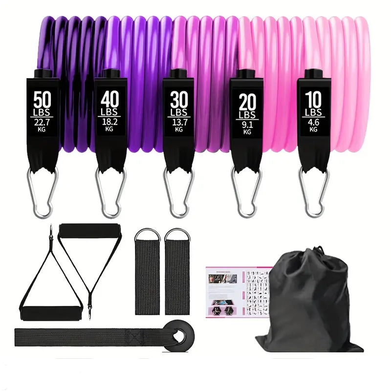 Weerstandsbanden Set 16-delig – Complete Resistance Bands tot 250 LB voor Krachttraining, Thuisgym & Full Body Workout-0