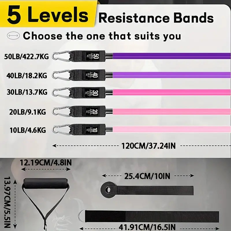 Weerstandsbanden Set 16-delig – Complete Resistance Bands tot 250 LB voor Krachttraining, Thuisgym & Full Body Workout-3